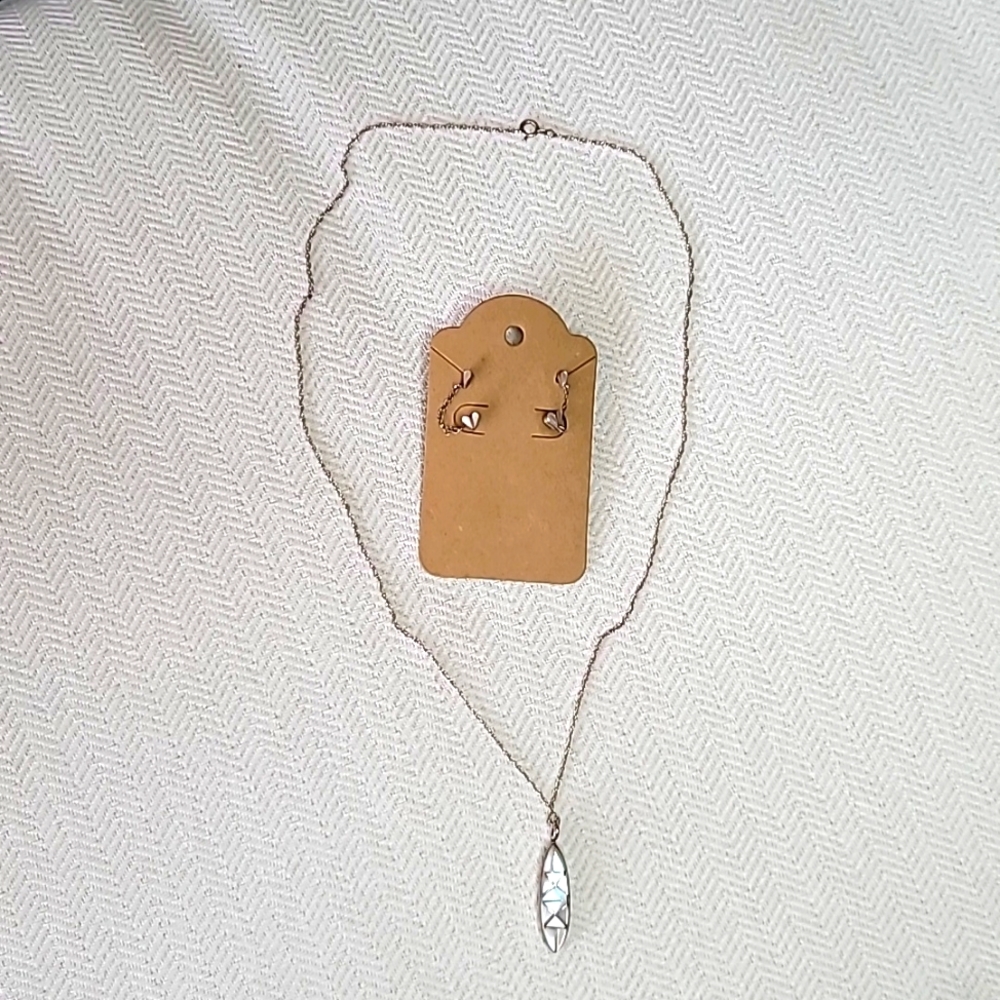 Zuni Pink Mother of Pearl Earrings and Necklace Set